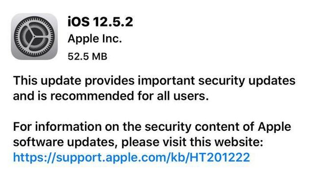 射洪苹果手机维修分享iOS12.5.2发布，建议所有老苹果用户安装 